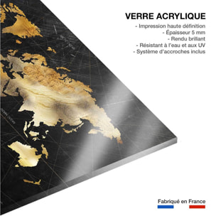 Tableau Carte du monde dorée Tableau plexiglas