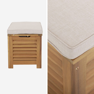 Coffre de jardin / Banc bois d'acacia 63L naturel avec vérins - Zafra