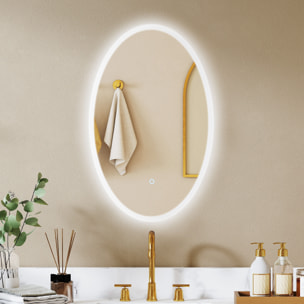 Miroir salle de bain LED design ovale 50 x 80 cm anti-buée dimmable tactile réglable verre trempé