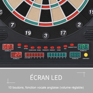 Cible jeu de fléchettes électronique refermable 27 jeux 202 variations jusqu'à 8 joueurs affichage LED haut-parleur noir