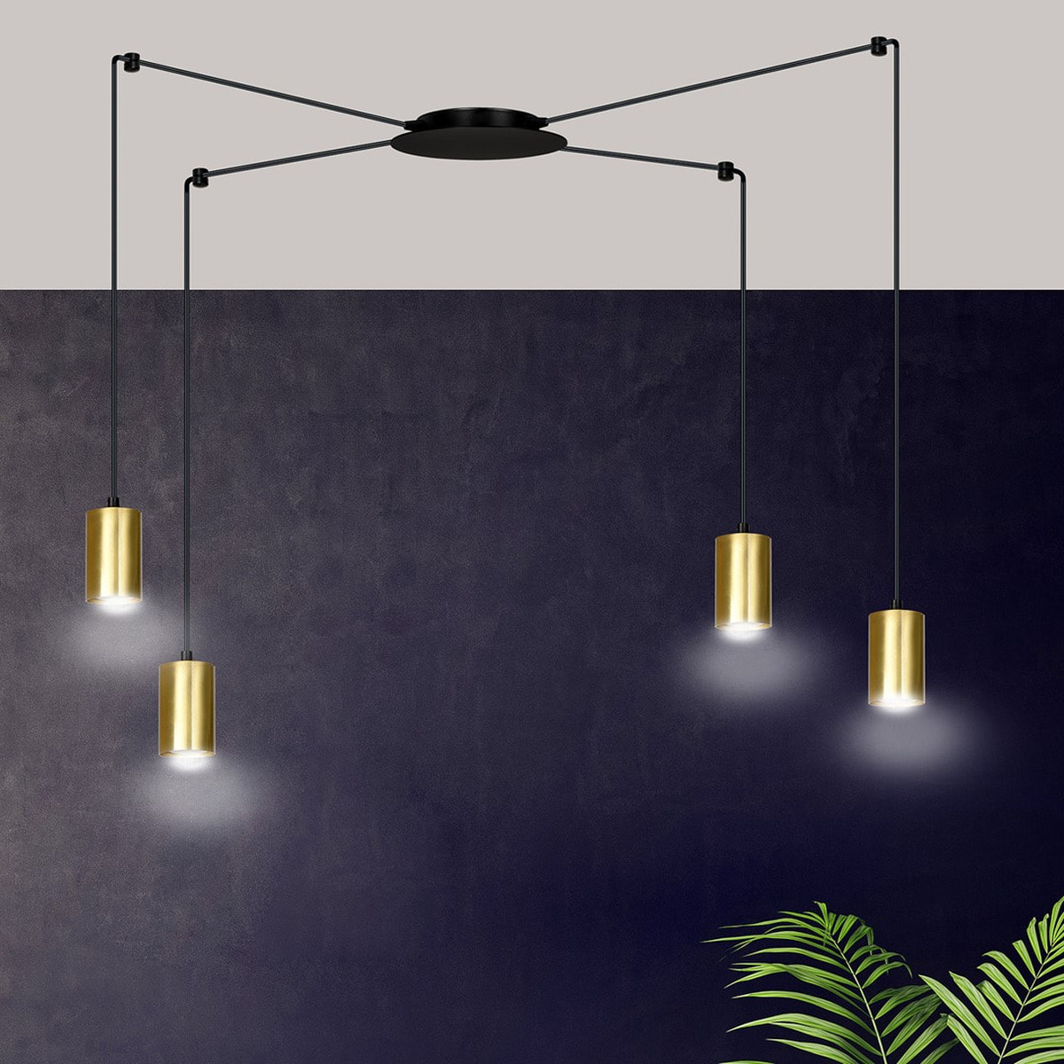 Lampada a sospensione TRAKER in acciaio nero e oro