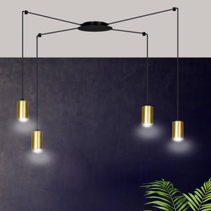Lampada a sospensione TRAKER in acciaio nero e oro