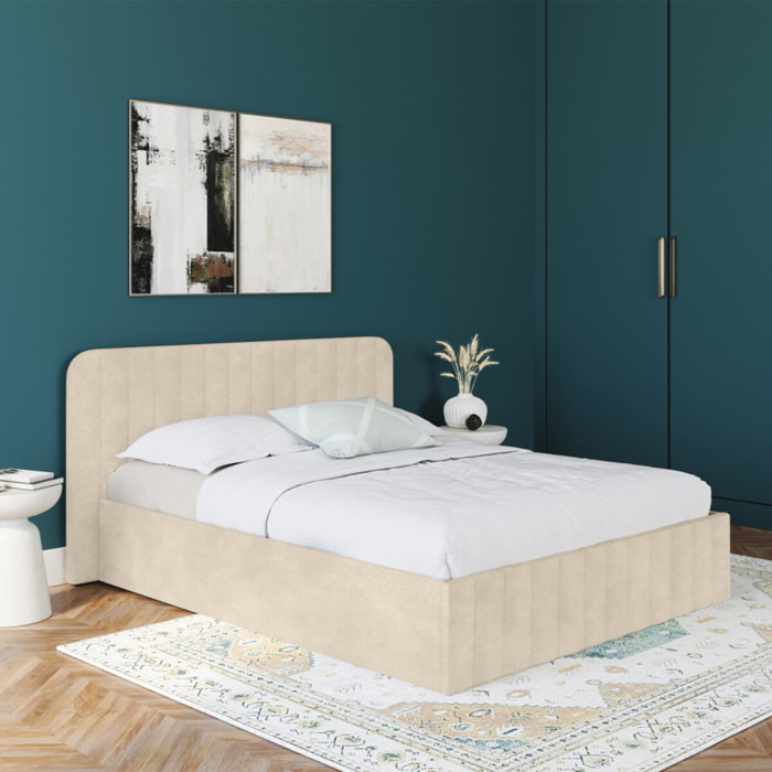 Lit coffre Valentina 160x200cm velours beige