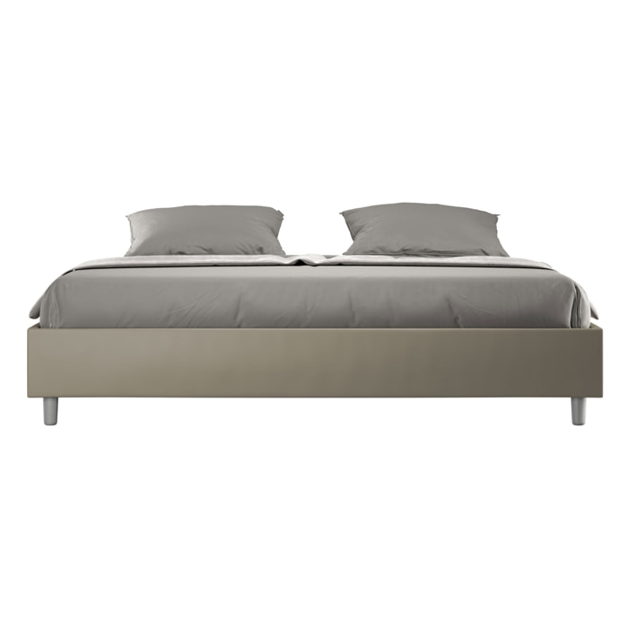 Letto matrimoniale king size senza rete imbottito 180x200 similpelle cappuccino Azelia