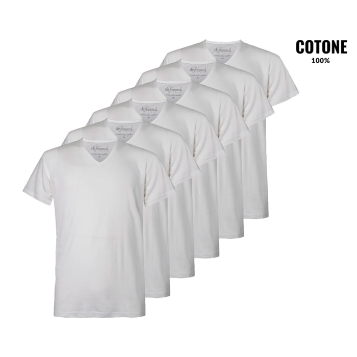 6 T-Shirt Uomo De Fonseca 100% Cotone Pettinato Art. DV32 Scollo V