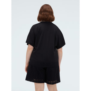 Fiorella Rubino - Blusa de bordado inglés con lazo - Negro