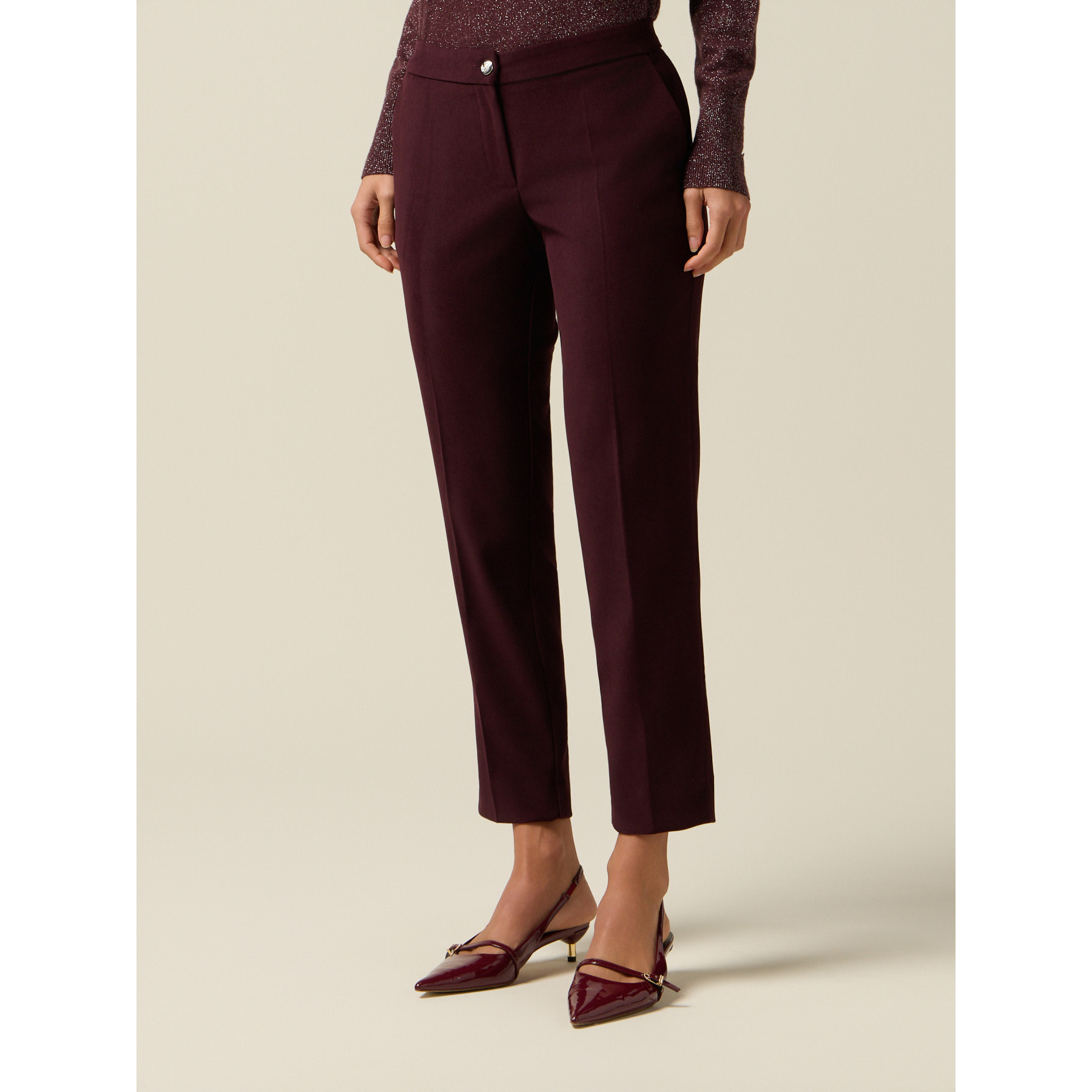 Oltre - Pantaloni regular in fustagno - Bordeaux