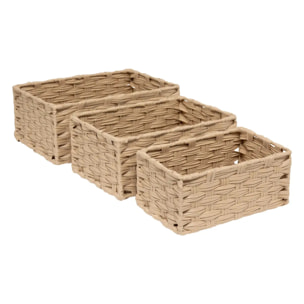 3 paniers "Tresse" beige