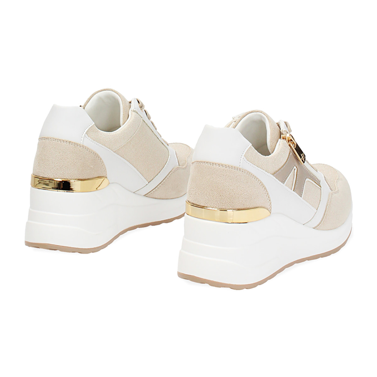 Sneakers donna beige in tessuto