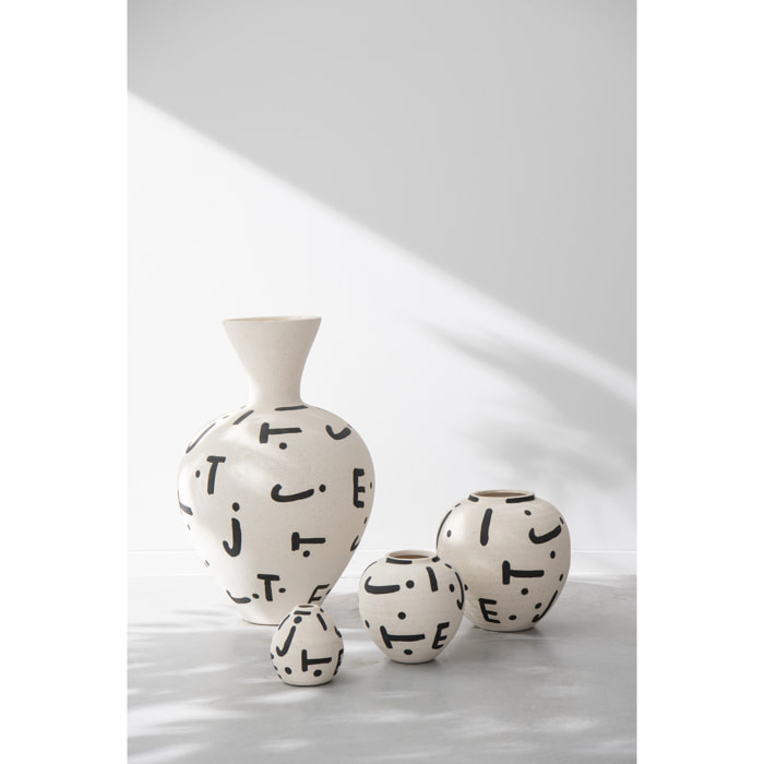 J-Line vase Kira Rond - céramique - blanc/noir - small - Ø 10 cm
