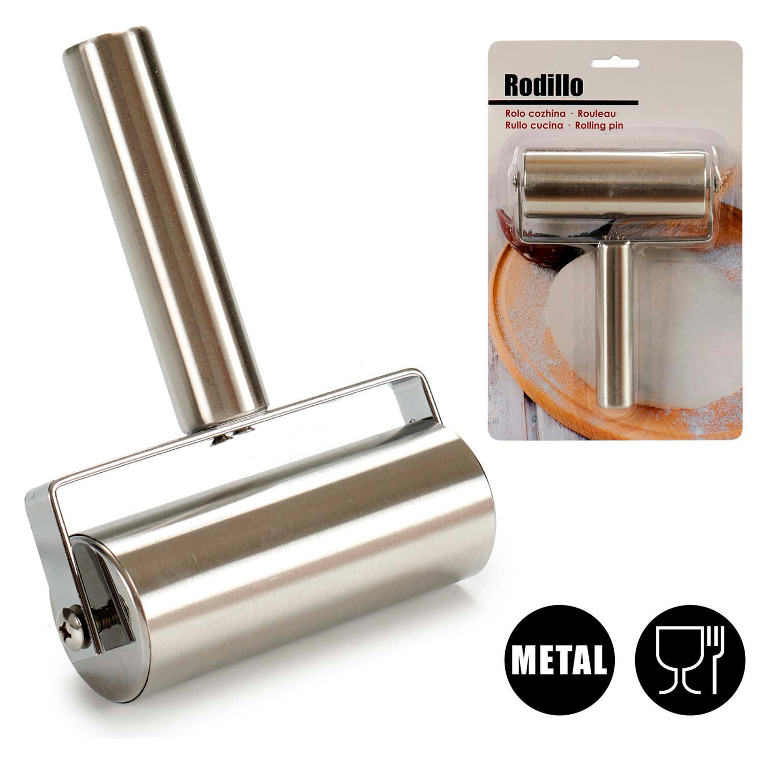 DAM RULLO DA CUCINA IN ACCIAIO 17X12CM 4.5x17x27 Cm. Color argento