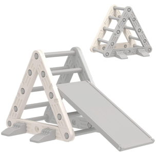 Triángulo de Escalada 3 en 1 con Tobogán y Rampa Escalador, Juguete de Escalada para Niños de 18-48 Meses, de Plástico, para Interior y Exterior, Gris y Blanco
