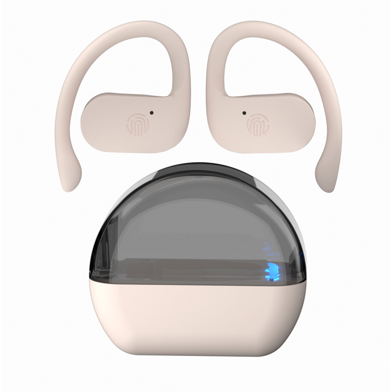 Cuffie sovraurali TWS S8 Bluetooth 5.3. Controllo touch. Design senza inserimento nell'orecchio, con gancio per l'orecchio.