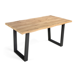 Mesa de comedor fija QUEBEC - roble rústico, negro - 160x90x76cm