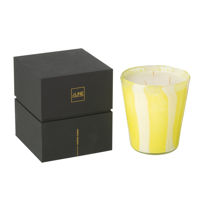 J-Line bougie parfumée Noa Lignes - Yashioka Gardenia - verre -jaune - medium - 68H