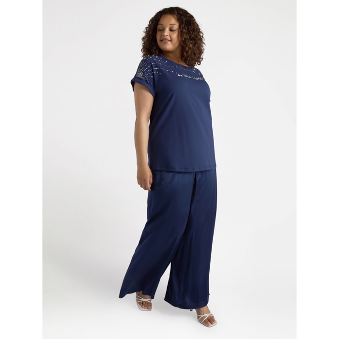 Fiorella Rubino - Pantaloni palazzo in raso - Blu