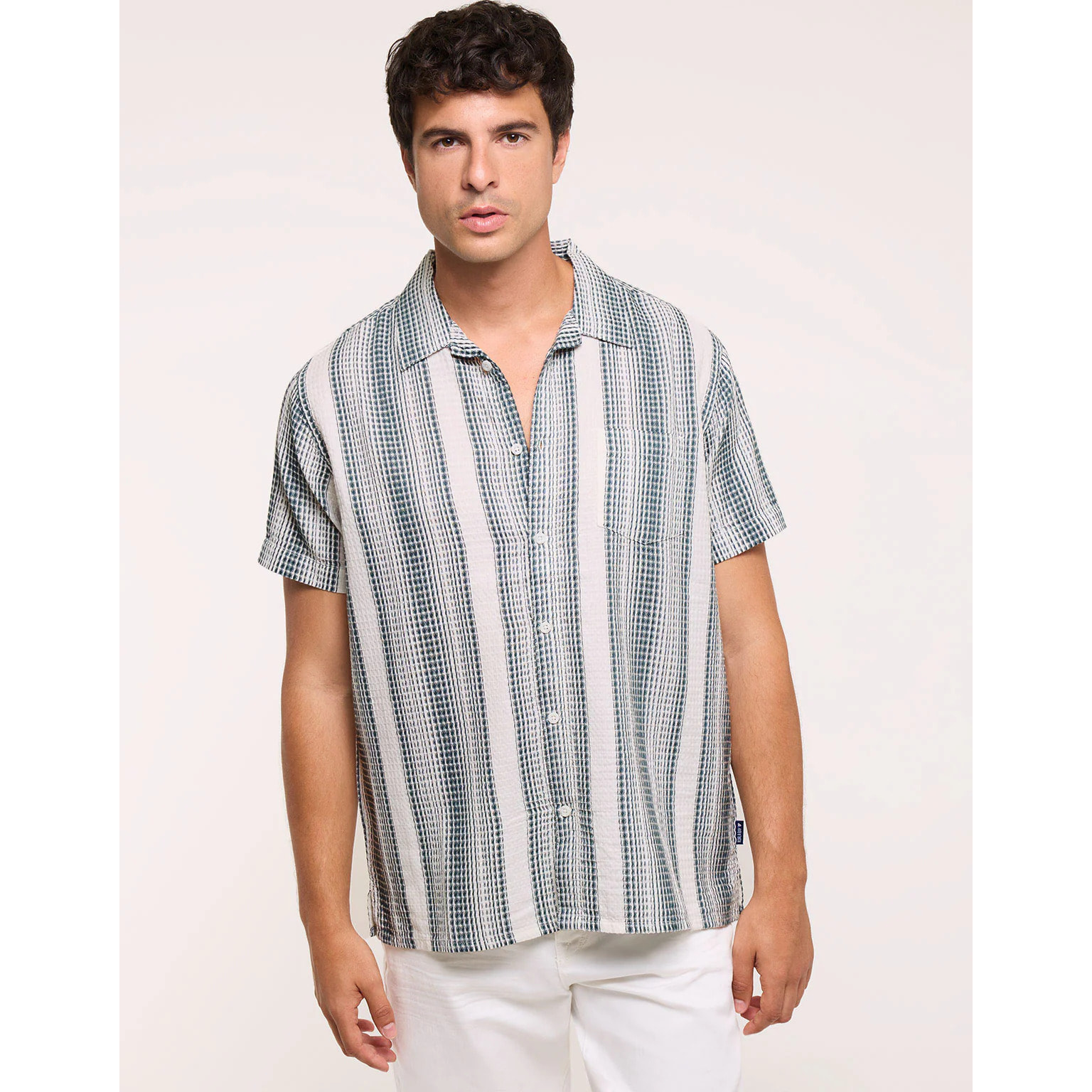 Camisa Manga Corta Rayas Verde - Cookin