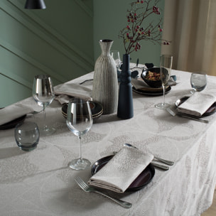 Nappe pur coton motif jacquard beige Mille gouttes nacre