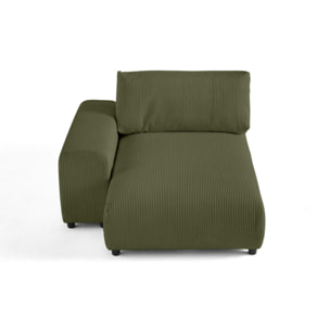 Garance - module d'assise méridienne gauche - en velours côtelé - Vert