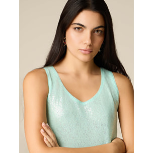 Oltre - Top in tulle e paillettes - Verde acqua