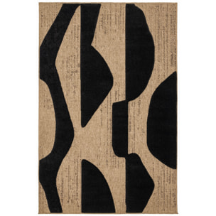 PALMA - Tapis aspect jute à motif graphique en relief - Noir