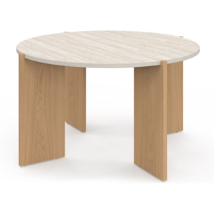 Table basse ronde Sidonie effet travertin Ø70cm