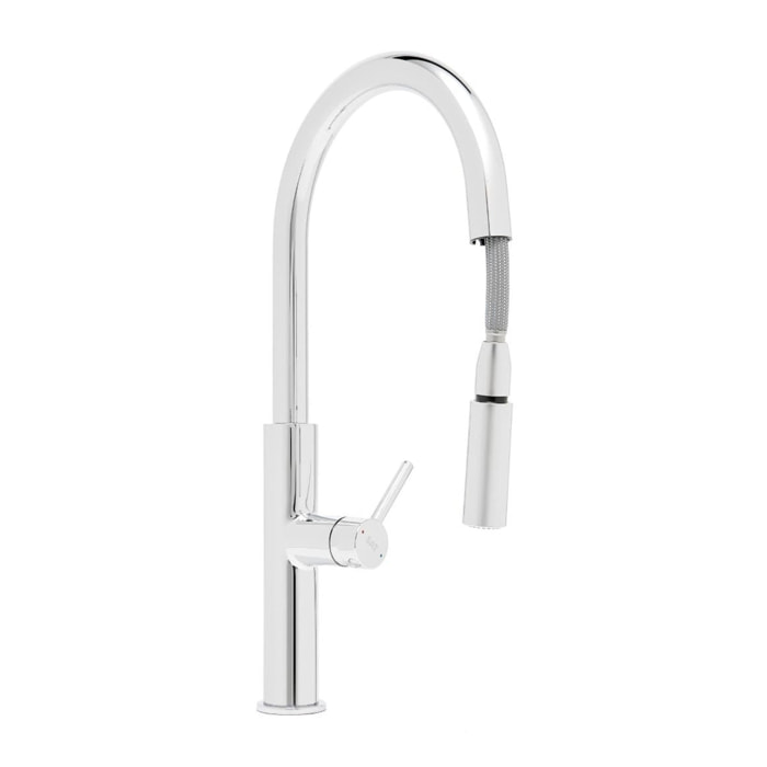 set mitigeur lavabo haut, sans vidage + mitigeur cuisine avec douchette extractible 2 jets, chrome (SATBSBD285)