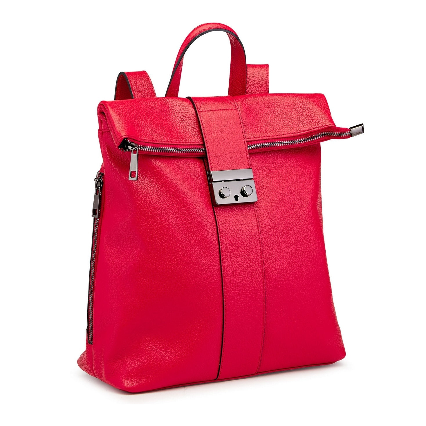 Borse Donna colore Rosso-in pelle Made in Italy 38x33x14cm