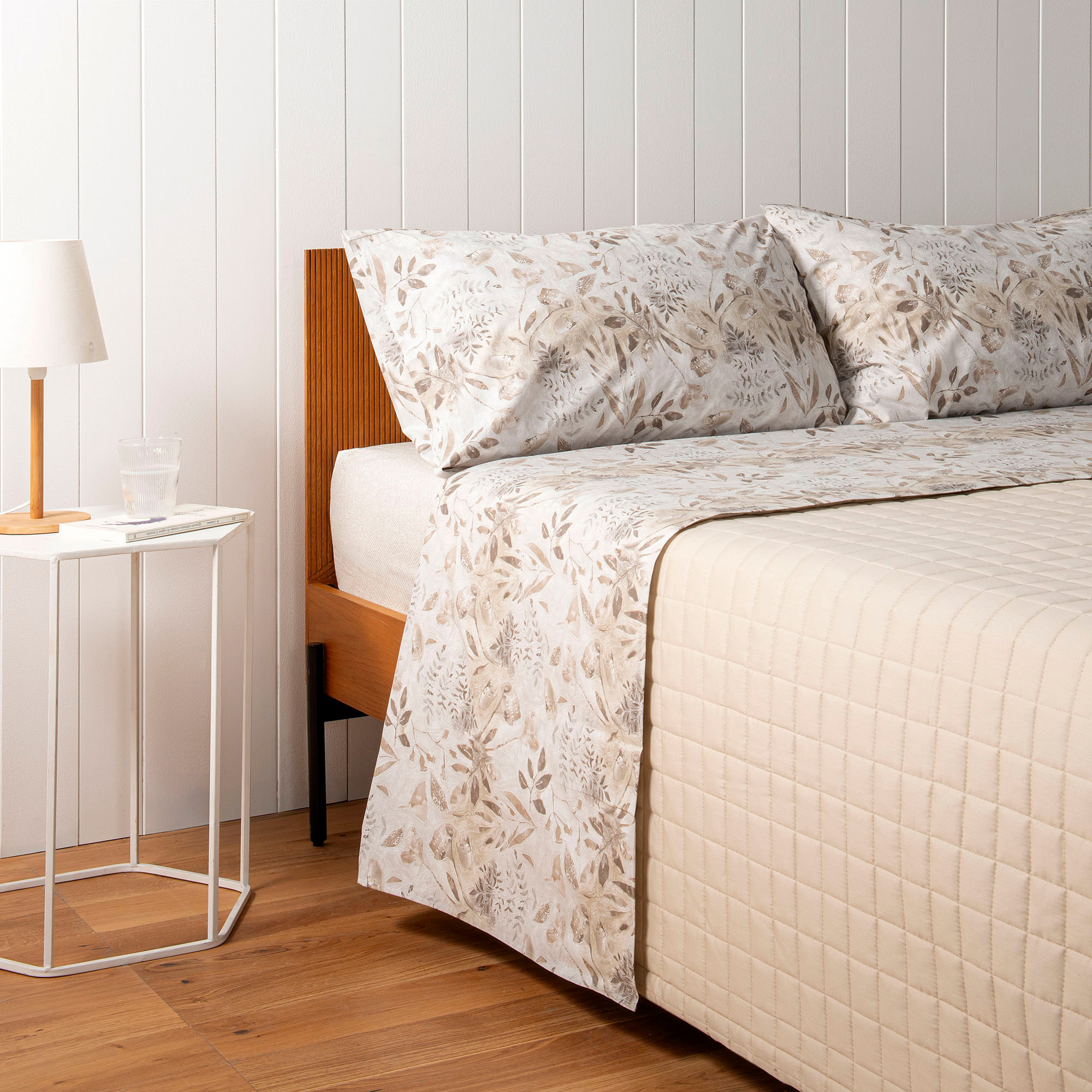 ZUCCHI Completo Letto Matrimoniale 100% Cotone di Alta Qualità_Cipria Beige