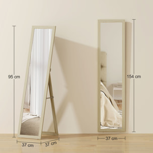 Miroir pleine longueur sur pied mural 154cm effet bois naturel