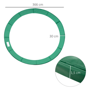 Cojín Cubierta de Protección Borde Resorte para Cama Elástica Trampolín Redondo Diámetro Ø366 cm Verde