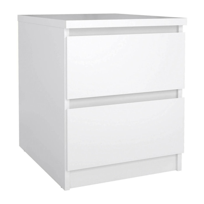 Comodino Azar, Comò basso, Tavolino da notte, Mensola da letto, 50x40 h50 cm, Bianco lucido