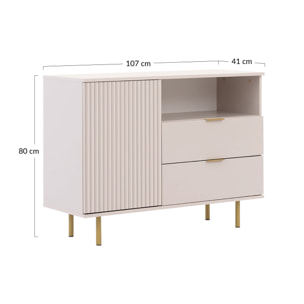 Monica - buffet - beige - 2 tiroirs, 1 porte et 1 niche - 107 cm - Beige