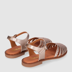 Sandalias de Piel - Platino - Tacón: 1 cm