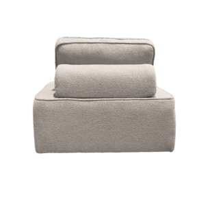 Chauffeuse pour canapé modulable tissu bouclette beige 1 place Bao. L 90 x P 90 x H 74cm