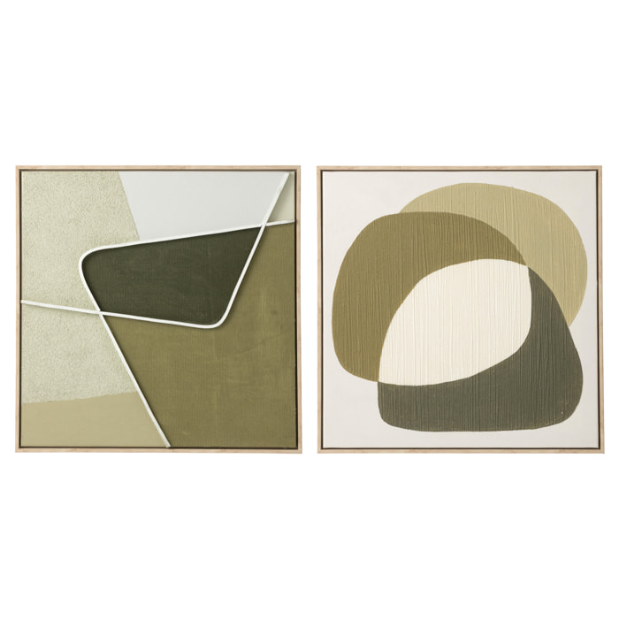 J-Line Tableau Géométrique - bois - multicolore - 2 pièces