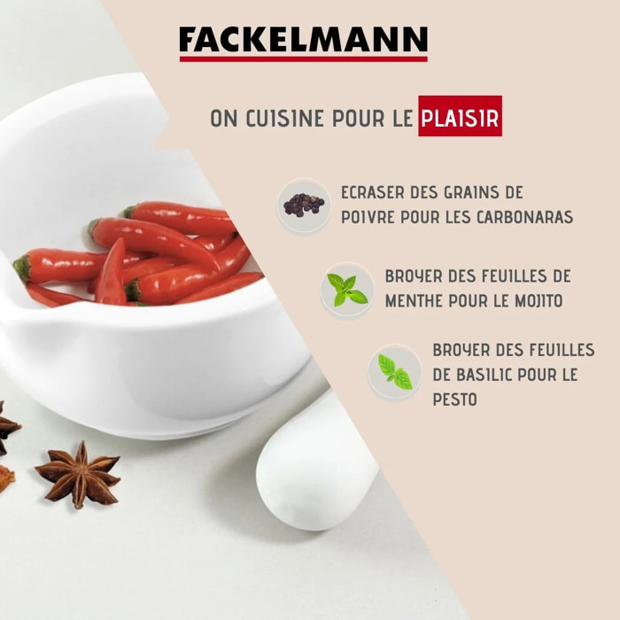 Mortier de cuisine avec pilon en porcelaine Fackelmann Basic