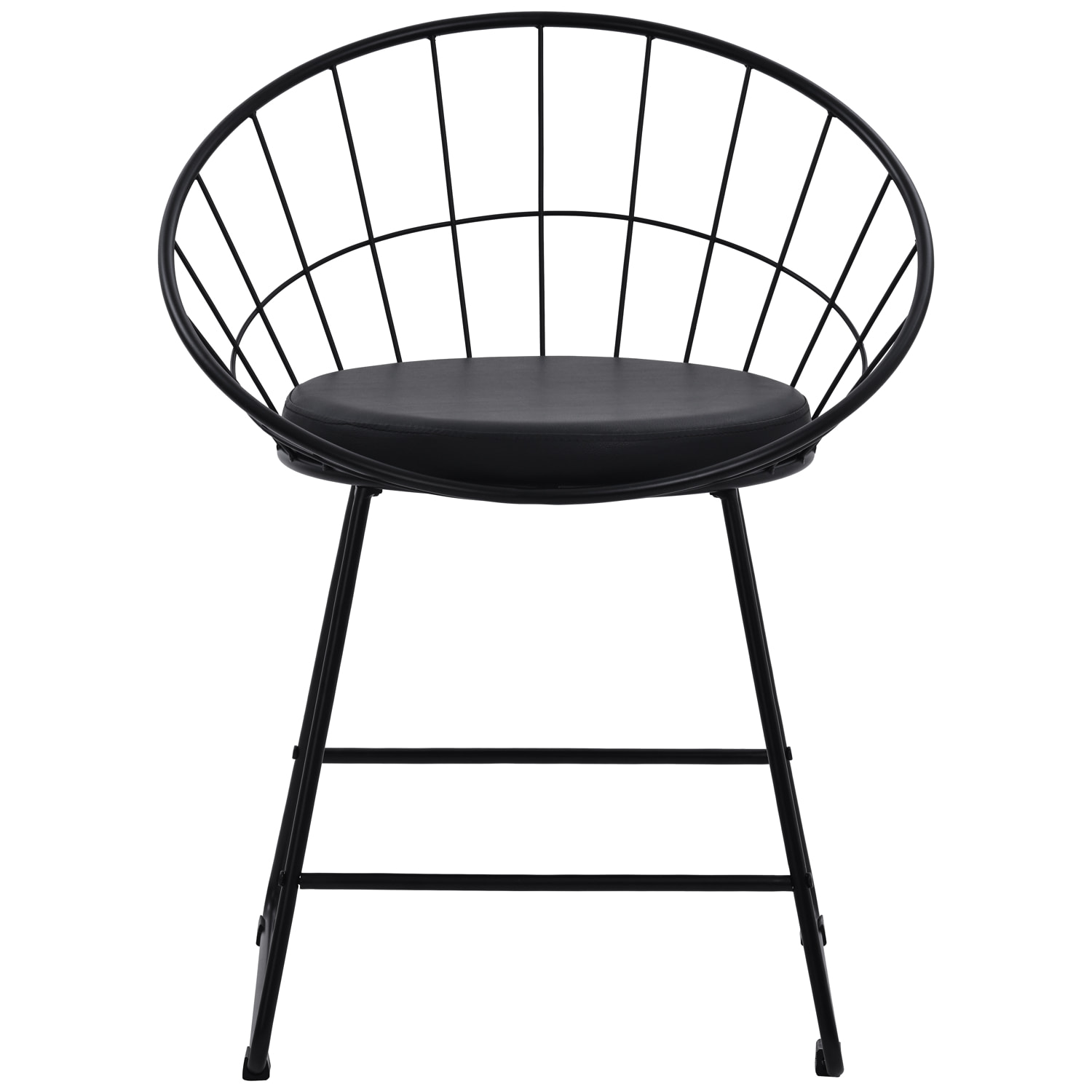 Lot de 2 chaises en métal noir et coussin noir ALEX