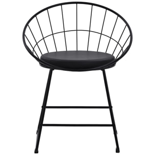 Lot de 2 chaises en métal noir et coussin noir ALEX
