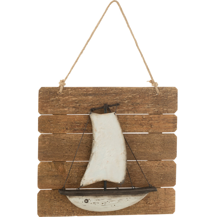 J-Line decoration murale - bois/metal - naturel/blanc