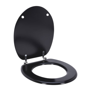 Well home asiento de inodoro mdf con tapa y bisagras de acero inoxidable color negro 37,5x5,5x45cm