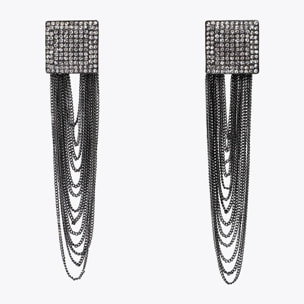 Orecchini Quadrati Cristalli e Nappine