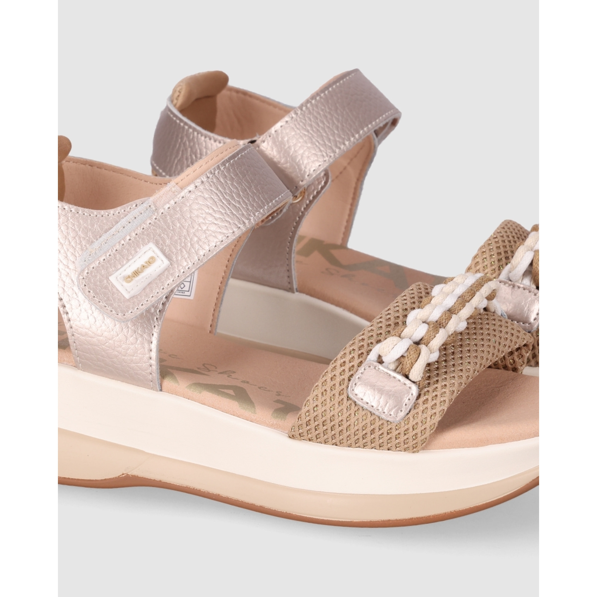 Sandalias de Piel Sintética - Oro - Tacón: 5 cm