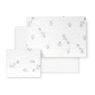Triptico Cuna Franela Elefante Globo Continuo Bco/Gris