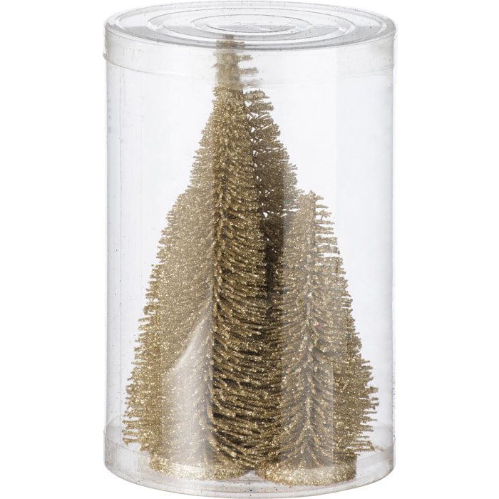 J-Line décoration Sapin De Noël Paillettes - plastique - doré clair - boîte de 4
