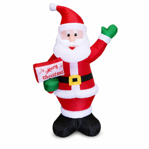 Papá noel hinchable con luces led, 75x50x125 cm, decoración navideña para exterior e interior, con adaptador y iluminación integrada