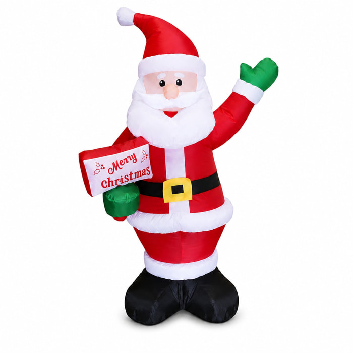 Papá noel hinchable con luces led, 75x50x125 cm, decoración navideña para exterior e interior, con adaptador y iluminación integrada