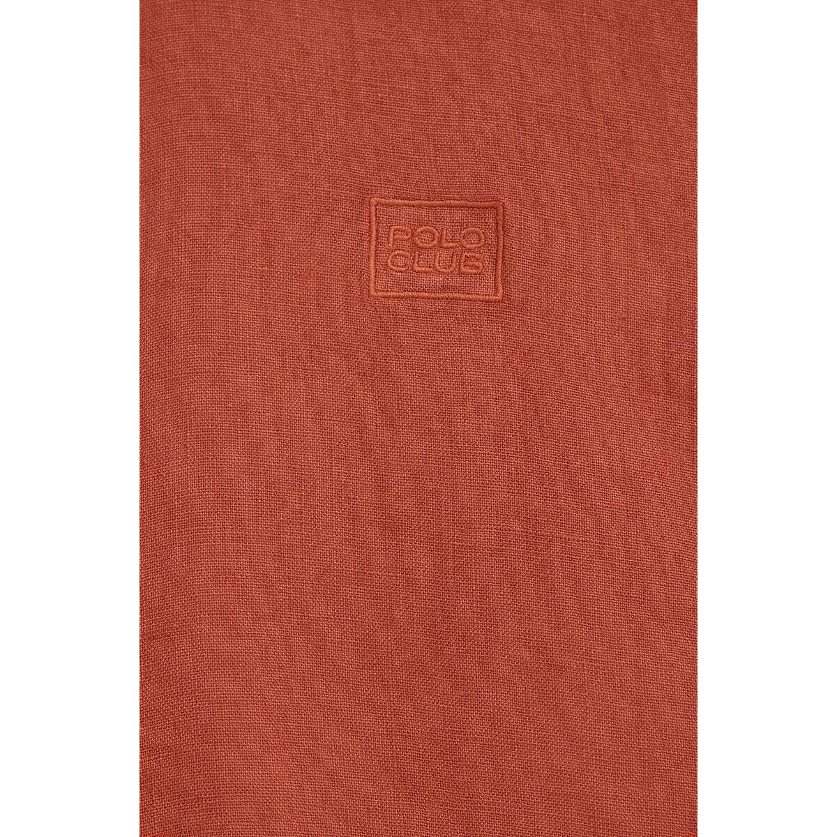 Camisa rojo ladrillo de lino de corte regular con bordado Polo Club