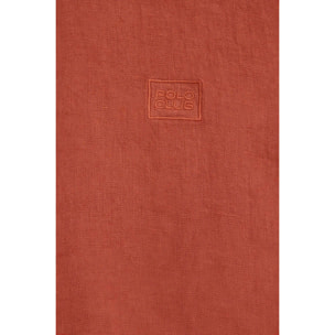 Camisa rojo ladrillo de lino de corte regular con bordado Polo Club