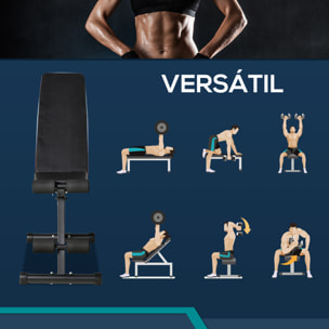 Banco de Pesas Plegable 2 en 1 Banco de Musculación de Acero con Altura Ajustable Respaldo Inclinable en 7 Posiciones para Entrenamiento en Hogar Gimnasio Carga 300 kg 116x43x56-116 cm Negro